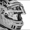 Jenson Button Papa Smurf McLaren Helmet Portrait Art Print by UK Artist Mark Anthony