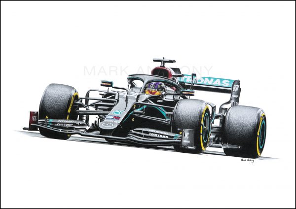 Lewis Hamilton - Mercedes W11 Art Print by UK Artist Mark Anthony
